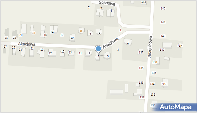 Leźno, Akacjowa, 7, mapa Leźno