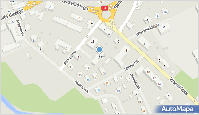 Lidzbark Warmiński, Akacjowa, 13A, mapa Lidzbark Warmiński