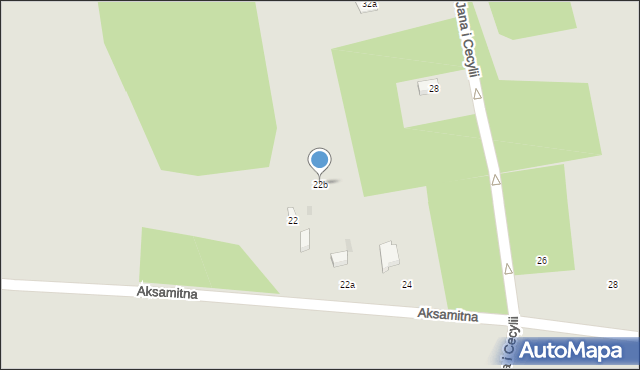 Łódź, Aksamitna, 22b, mapa Łodzi