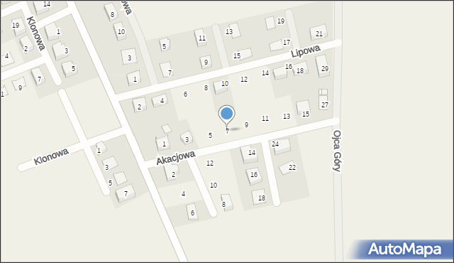 Luciny, Akacjowa, 7, mapa Luciny