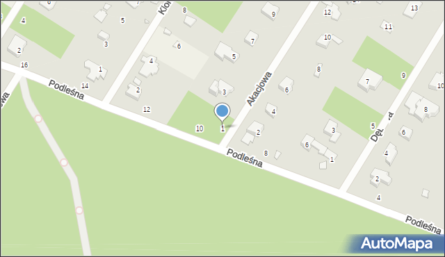 Magdalenka, Akacjowa, 1, mapa Magdalenka