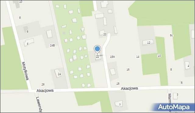 Malcanów, Akacjowa, 22, mapa Malcanów