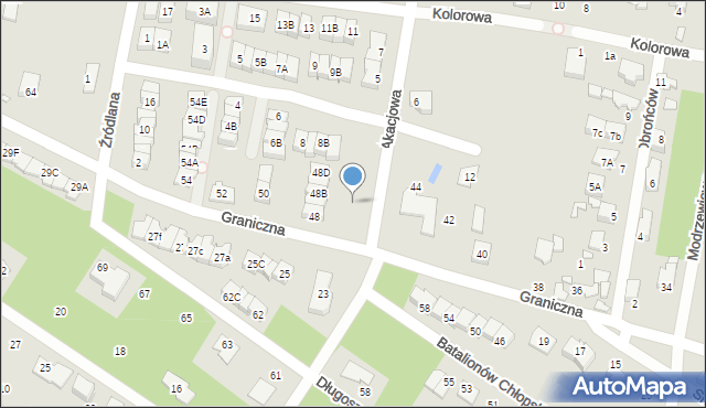 Marki, Akacjowa, 1b, mapa Marki