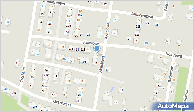 Marki, Akacjowa, 7, mapa Marki