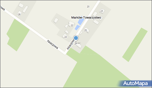 Marków-Towarzystwo, Akacjowa, 27, mapa Marków-Towarzystwo