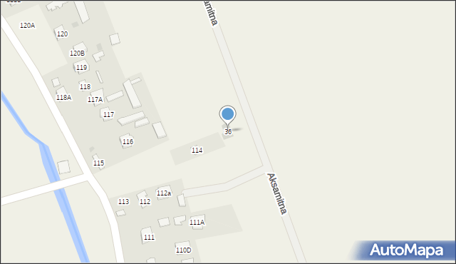 Mętów, Aksamitna, 36, mapa Mętów