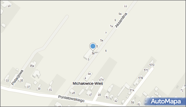 Michałowice-Wieś, Aksamitna, 3a, mapa Michałowice-Wieś