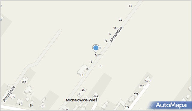 Michałowice-Wieś, Aksamitna, 5a, mapa Michałowice-Wieś