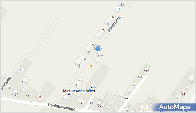 Michałowice-Wieś, Aksamitna, 6, mapa Michałowice-Wieś