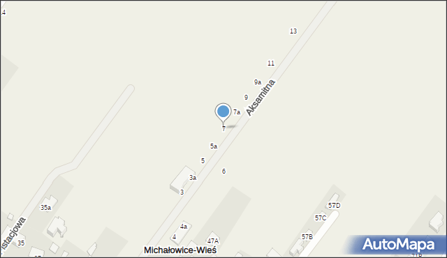 Michałowice-Wieś, Aksamitna, 7, mapa Michałowice-Wieś