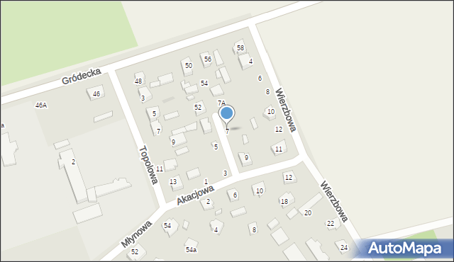 Michałowo, Akacjowa, 7, mapa Michałowo