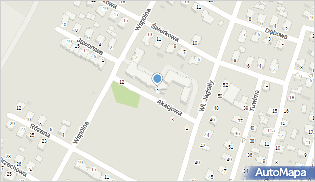 Mielec, Akacjowa, 2, mapa Mielca