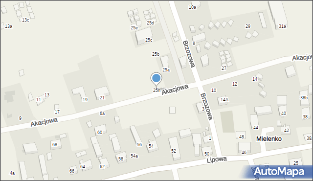 Mielenko, Akacjowa, 25h, mapa Mielenko