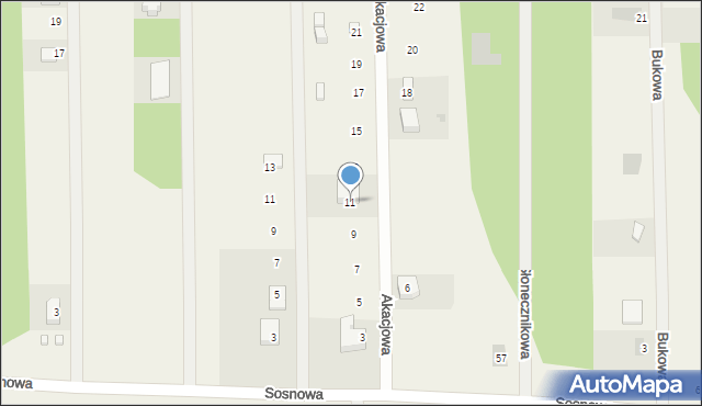 Mieroszyno, Akacjowa, 11, mapa Mieroszyno
