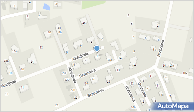 Mierzyn, Akacjowa, 1, mapa Mierzyn
