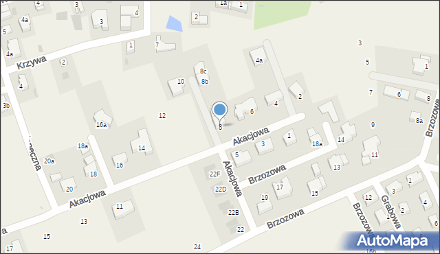 Mierzyn, Akacjowa, 8, mapa Mierzyn