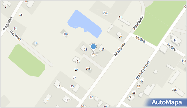 Mokre, Akacjowa, 25, mapa Mokre
