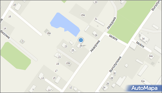 Mokre, Akacjowa, 27, mapa Mokre