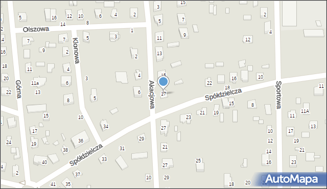 Mrozy, Akacjowa, 17, mapa Mrozy