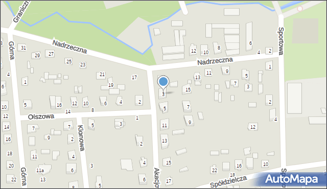 Mrozy, Akacjowa, 3, mapa Mrozy