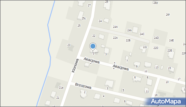 Mścice, Akacjowa, 1, mapa Mścice