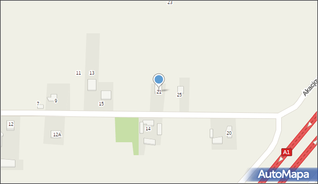 Mykanów, Akacjowa, 21, mapa Mykanów