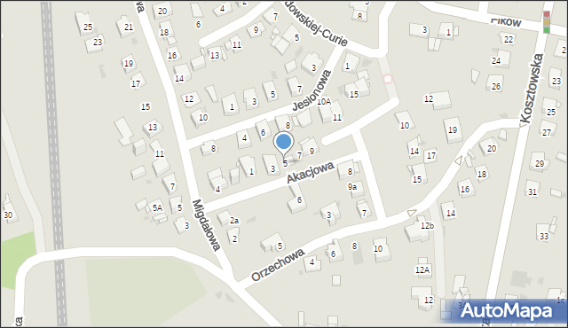 Mysłowice, Akacjowa, 5, mapa Mysłowice