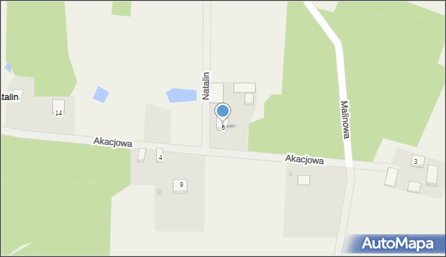 Natalin, Akacjowa, 6, mapa Natalin