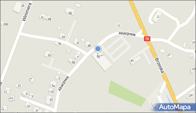 Niepołomice, Akacjowa, 8g, mapa Niepołomice