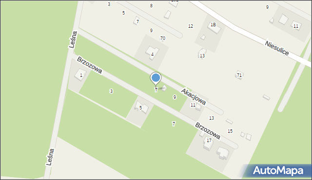 Niesulice, Akacjowa, 7, mapa Niesulice