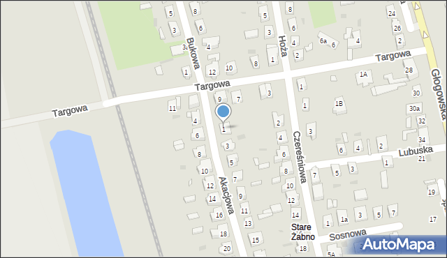 Nowa Sól, Akacjowa, 1, mapa Nowa Sól