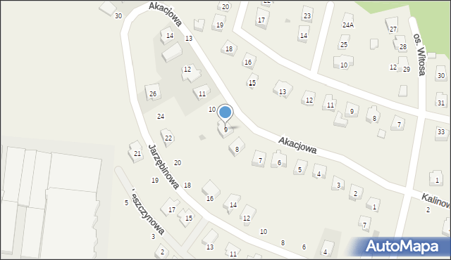 Nowa Wieś Rzeczna, Akacjowa, 9, mapa Nowa Wieś Rzeczna