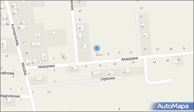 Nowe Chechło, Akacjowa, 7, mapa Nowe Chechło