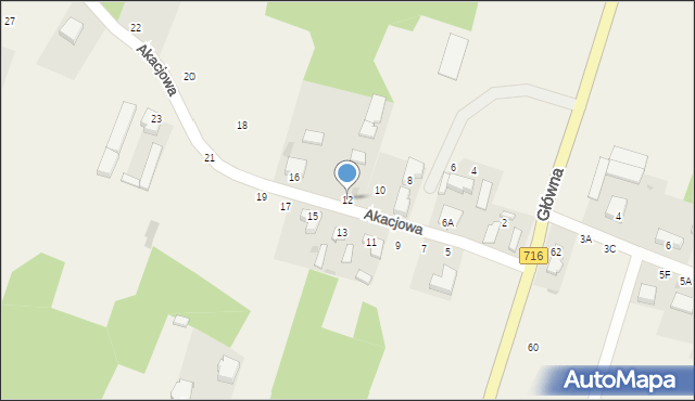 Nowe Chrusty, Akacjowa, 12, mapa Nowe Chrusty