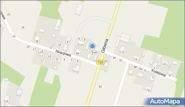 Nowe Chrusty, Akacjowa, 2, mapa Nowe Chrusty