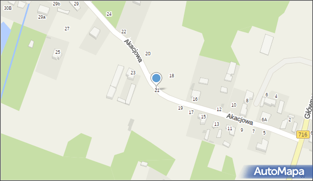 Nowe Chrusty, Akacjowa, 21, mapa Nowe Chrusty