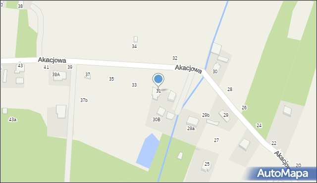Nowe Chrusty, Akacjowa, 31, mapa Nowe Chrusty