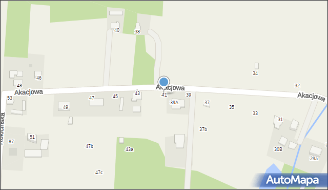 Nowe Chrusty, Akacjowa, 41, mapa Nowe Chrusty