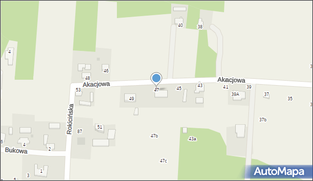 Nowe Chrusty, Akacjowa, 47, mapa Nowe Chrusty