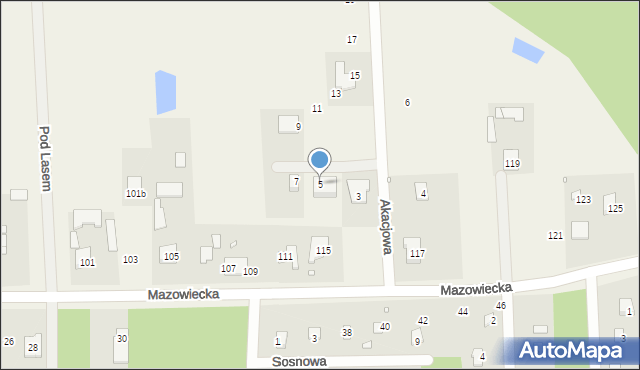 Nowe Racibory, Akacjowa, 5, mapa Nowe Racibory