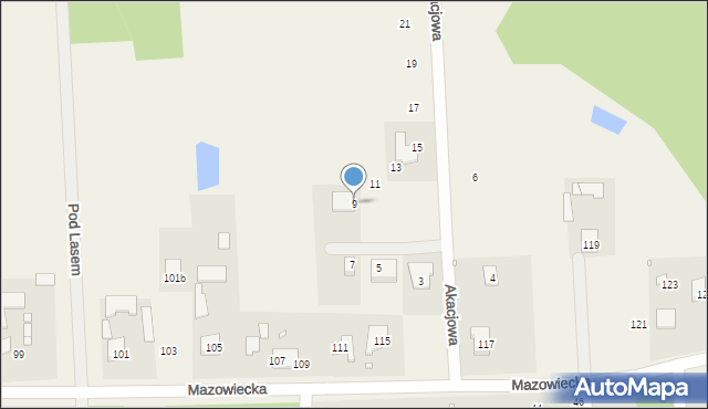 Nowe Racibory, Akacjowa, 9, mapa Nowe Racibory