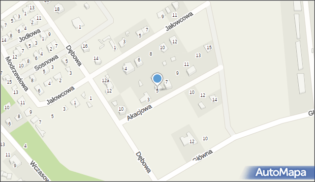 Nowy Dębiec, Akacjowa, 5, mapa Nowy Dębiec