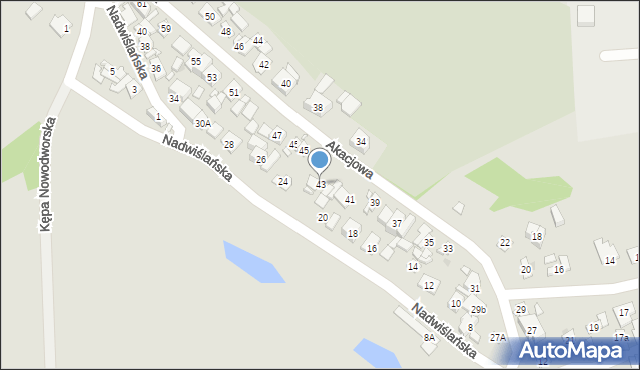 Nowy Dwór Mazowiecki, Akacjowa, 43, mapa Nowy Dwór Mazowiecki