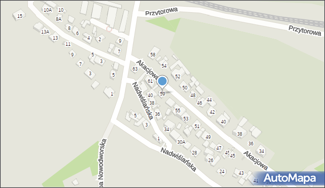 Nowy Dwór Mazowiecki, Akacjowa, 59a, mapa Nowy Dwór Mazowiecki