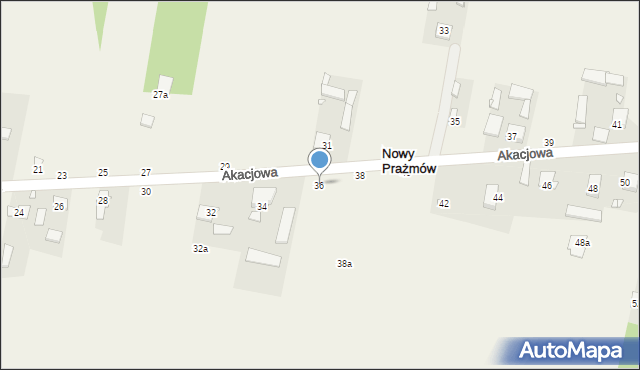 Nowy Prażmów, Akacjowa, 36, mapa Nowy Prażmów