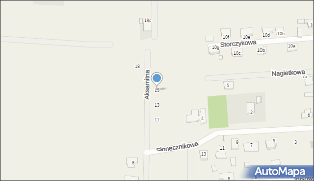 Obrzębin, Aksamitna, 15, mapa Obrzębin