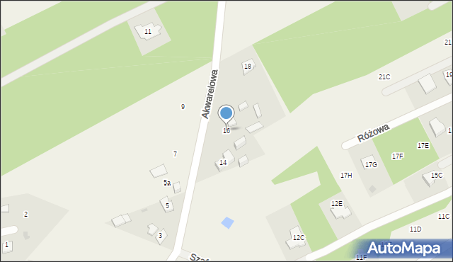 Odrano-Wola, Akwarelowa, 16, mapa Odrano-Wola