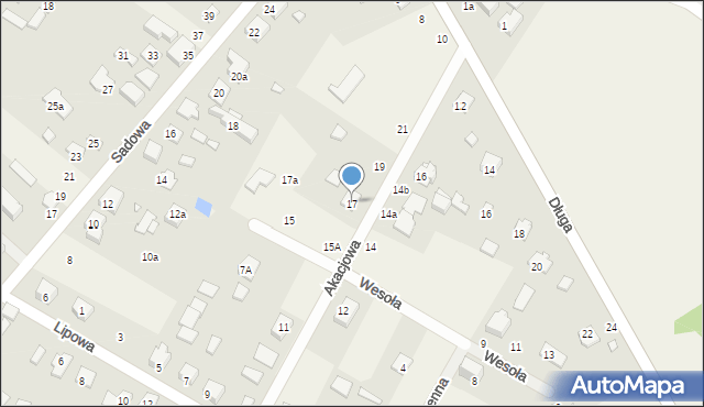 Okuniew, Akacjowa, 17, mapa Okuniew