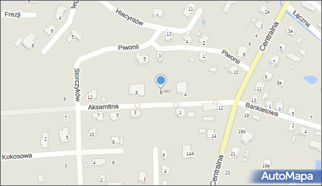 Opole, Aksamitna, 6, mapa Opola