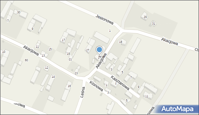 Osiek, Akacjowa, 25, mapa Osiek